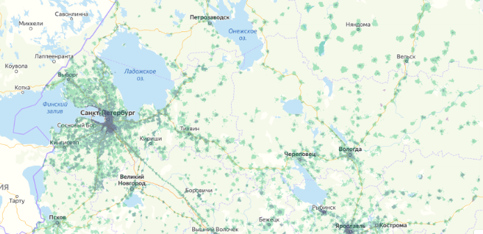 Зона покрытия МТС на карте Куровское 